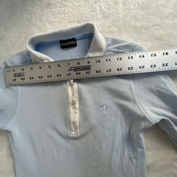 Golfino Womens Light Blue 3/4 Sleeve Gold Polo Shirt Size Medium US 10 Sporty - Picture 5 of 8